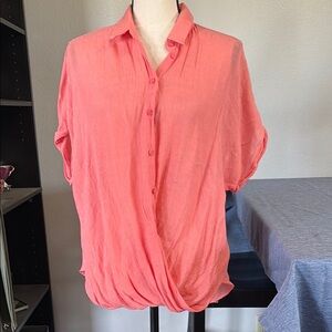Favlux Women’s Sz L Orange Blousy Loose Fit Top